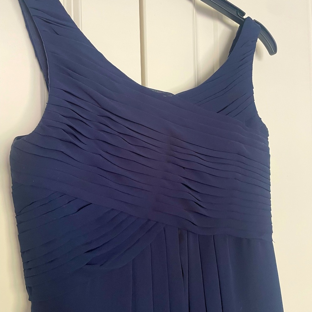 Bill Levkoff navy chiffon dress